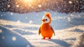 adorable Cute cartoon penguin a snowy meadow december funny antarctica