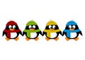 Cute cartoon penguins isolated