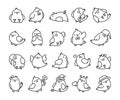 Cute cartoon pet birds. Coloring Page Royalty Free Stock Photo