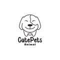 Cute cartoon pets dog line smile logo design vector graphic symbol icon illustration creative idea Royalty Free Stock Photo