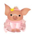 Cute cartoon pig ballerina. Vector illustration. Royalty Free Stock Photo