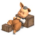 Cute cartoon pig with clothes Royalty Free Stock Photo
