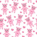 Cute cartoon pig puppy seamless texture. Children's background fabric. Vector illustration.