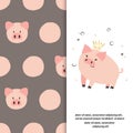 Cute cartoon pig vector illustration for kids. Royalty Free Stock Photo