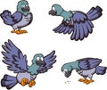 Cute Cartoon Pigeon With Different Poses. Vector illustration with simple gradients. All in one single layer. Royalty Free Stock Photo