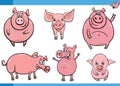 cute cartoon pigs farm animal characters set Royalty Free Stock Photo