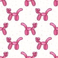 Cute cartoon pink girls balloon animal cat background. Hand drawn glossy inflatable for party celebration home decor