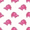 Cute cartoon pink girls balloon animal turtle background. Hand drawn glossy inflatable for party celebration home decor