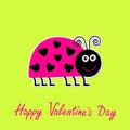 Cute cartoon pink lady bug with dots in shape of h Royalty Free Stock Photo