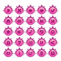 Cute cartoon pink round buttons set. Royalty Free Stock Photo