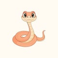 Cute cartoon pink snake character. Vector illustration