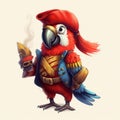 Cute Cartoon Pirate Parrot with a Room. Generative AI Royalty Free Stock Photo