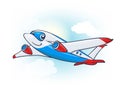 Cute Cartoon Plane Character in the Sky