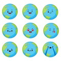 Cute cartoon planet earth set