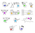 Cute cartoon play sport. Royalty Free Stock Photo