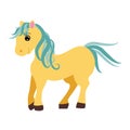 Cute cartoon pony, little horse isolated on white background, vector illustration Royalty Free Stock Photo