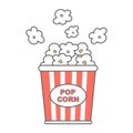 Cute cartoon popcorn bucket box vector illustration isolated on white background