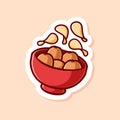 cute cartoon of potato chips and bowl isolated