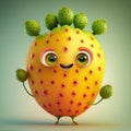 Cute Cartoon Prickly Pear Character. Generative Ai