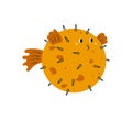 Cute cartoon pufferfish with spikes