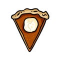 Cute cartoon pumpkin pie slice doodle. Isolated logo graphic image Royalty Free Stock Photo