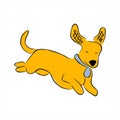 Cute cartoon puppy dachshund running