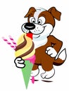 Cute cartoon puppy dog with Ice Cream, Vector illustration. playful pet Logo Royalty Free Stock Photo