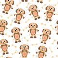 Cute cartoon puppy dog seamless texture. Children's background fabric. Vector illustration Royalty Free Stock Photo