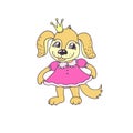 Cute cartoon puppy girl in pink dress Royalty Free Stock Photo