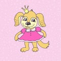 Cute cartoon puppy girl in pink dress Royalty Free Stock Photo