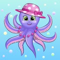 Cute cartoon purple octopus. Royalty Free Stock Photo