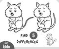 Cute cartoon Quokka animal, Find differences educational game for children