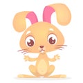 Cute cartoon rabbit with big ears. Farm animals. Vector illustration. Royalty Free Stock Photo