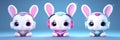 A Cute Cartoon Rabbit Character Designs Skyblue White Pink