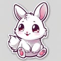Cute cartoon rabbit. Kawaii animal sticker