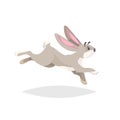 Cute cartoon rabbit running. Flat comic style farm animal drawing. Easter spring symbol. Vector illustration Royalty Free Stock Photo