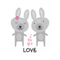 Cute cartoon rabbits, baby stylish illustration, unique print. Vector and jpg image, clipart