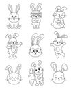 Cute cartoon rabbits. Coloring Page