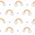 Cute cartoon rainbow with donuts seamless vector pattern background colorful illustration Royalty Free Stock Photo