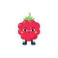 Cute cartoon raspberry illustration on a white background