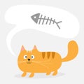 Cute cartoon red cat and talk think bubble with