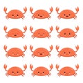 Cute cartoon red crab drawing. Crab character vector illustration. Emotion. Emoji