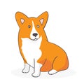 Cute cartoon red dog Corgi sitting on carpet