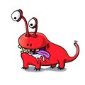 Cute cartoon red monster dog isolated on white background Royalty Free Stock Photo