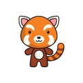 Cute cartoon red panda logo template on white background. Mascot animal character design of album, scrapbook, greeting card, Royalty Free Stock Photo