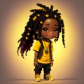 A cute cartoon reggae boy with dreadlocks- Generated by Generative AI