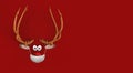 Cute cartoon reindeer Rudolf with shinny red nose and medical mask Royalty Free Stock Photo