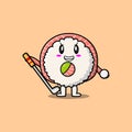 Cute cartoon Rice sushi rolls sashimi playing golf Royalty Free Stock Photo