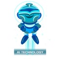 Cute Cartoon Robot. Blue Robot . Modern design concept of Artificial Intelligence