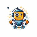 Cute cartoon robot, isolated on white background. Royalty Free Stock Photo